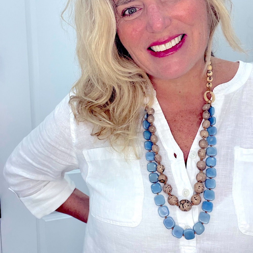 TAGUA Necklace Artisan Handmade Tagua colorful unique statement jewelry boho nwt